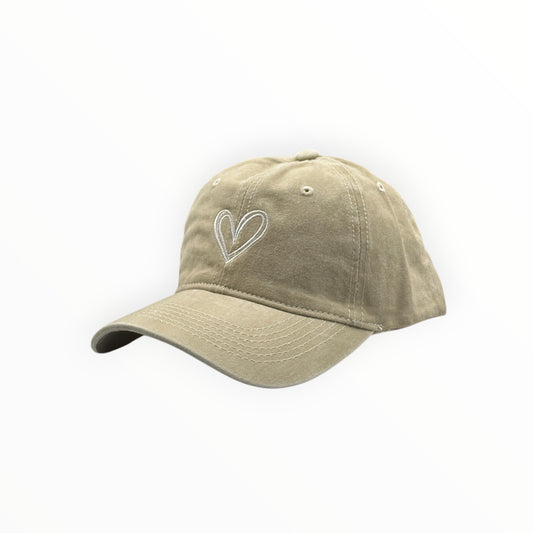 Gorra Vintage Corazón - Beige Claro