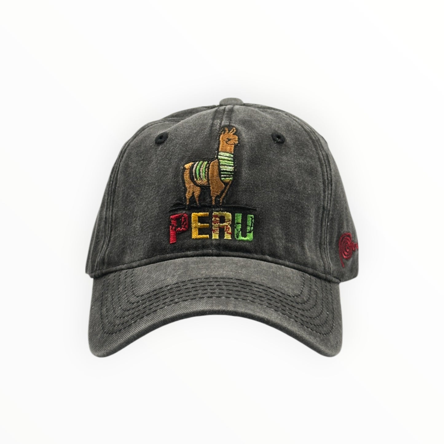 Gorra Llama Perú - Negro Lateral Rojo